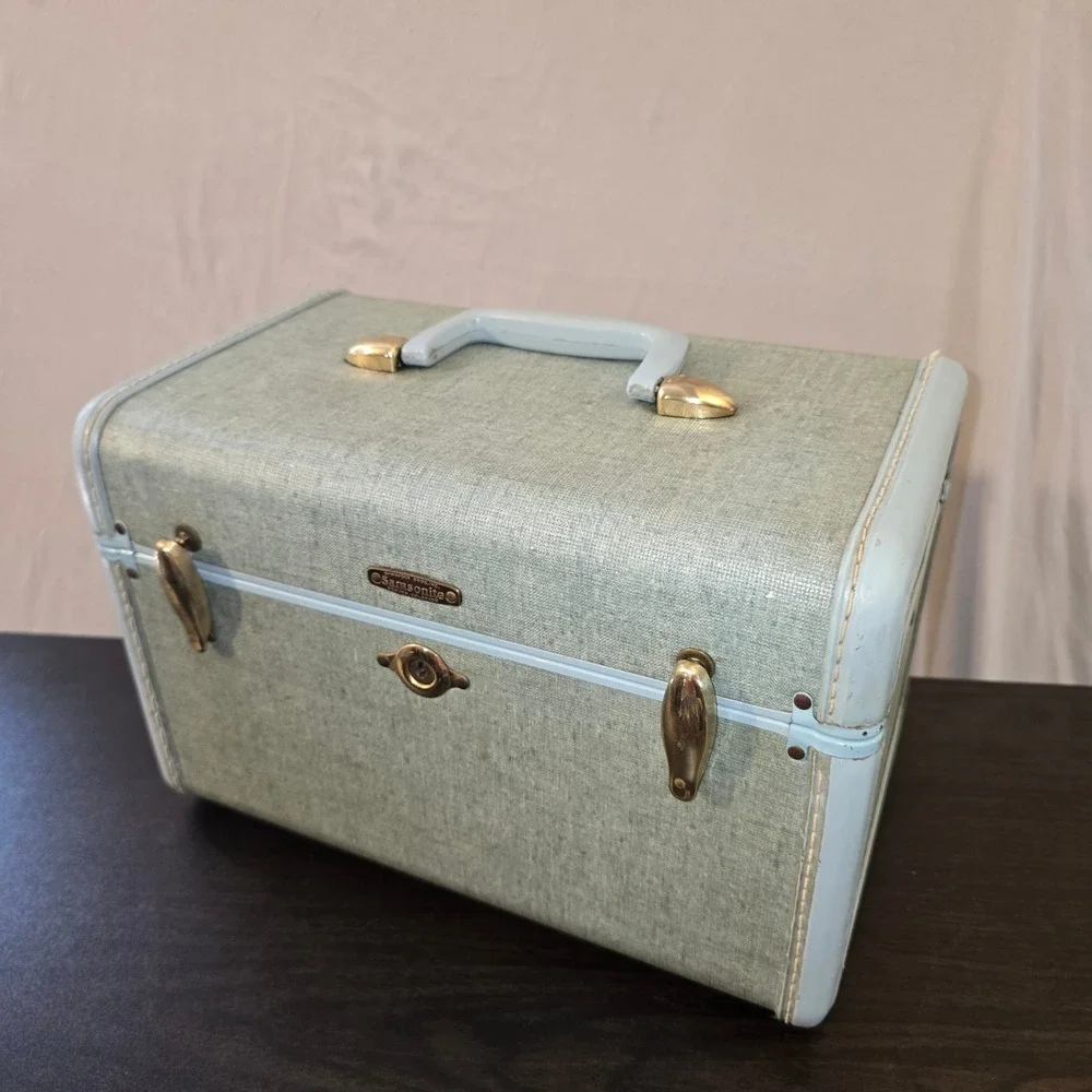 Samsonite Train Case OS Womens Blue Vintage Shwayder Bros Vanity Box Luggage